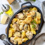 Жульен с картошкой, курицей и грибами в духовке