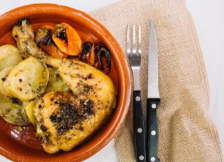 Курица с картошкой в духовке на протвине