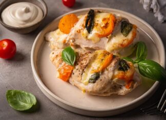 Куриная грудка с грибами и сыром в духовке