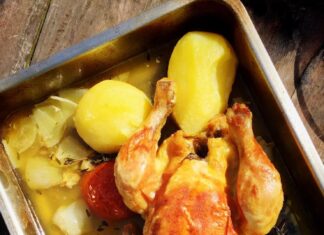 Курица в рукаве с картошкой целиком в духовке