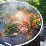 Уха из речной рыбы на костре в казане