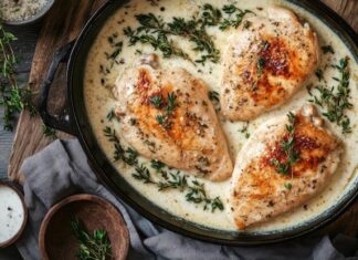 Куриное филе в сливочном соусе с чесноком