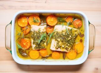 Тушеная рыба с морковью и луком в кастрюле