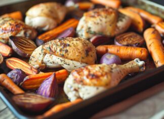 Курица с картошкой и морковью в духовке