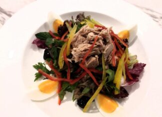 Салат из отварной говядины с болгарским перцем