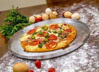 Быстрая пицца на кефире в духовке