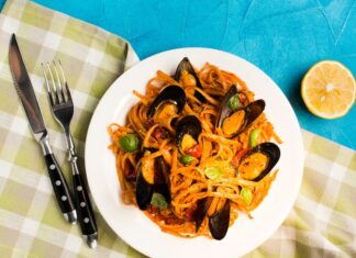 Паста с мидиями и сливками